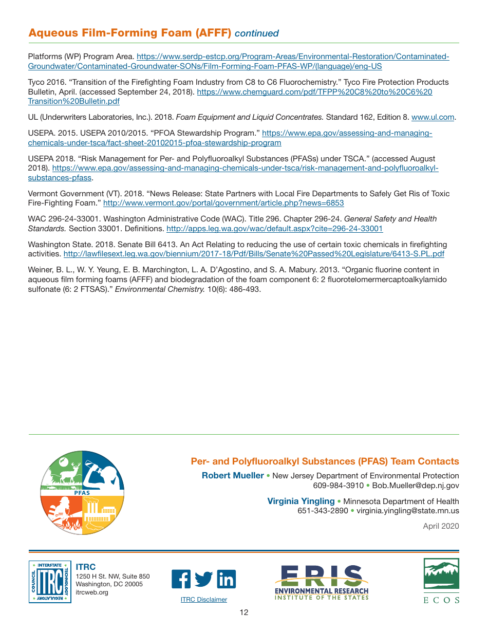 Aqueous Film-Forming Foam (Afff) - Itrc, Page 12