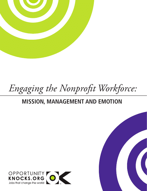 Engaging the Nonprofit Workforce: Mission, Management and Emotion