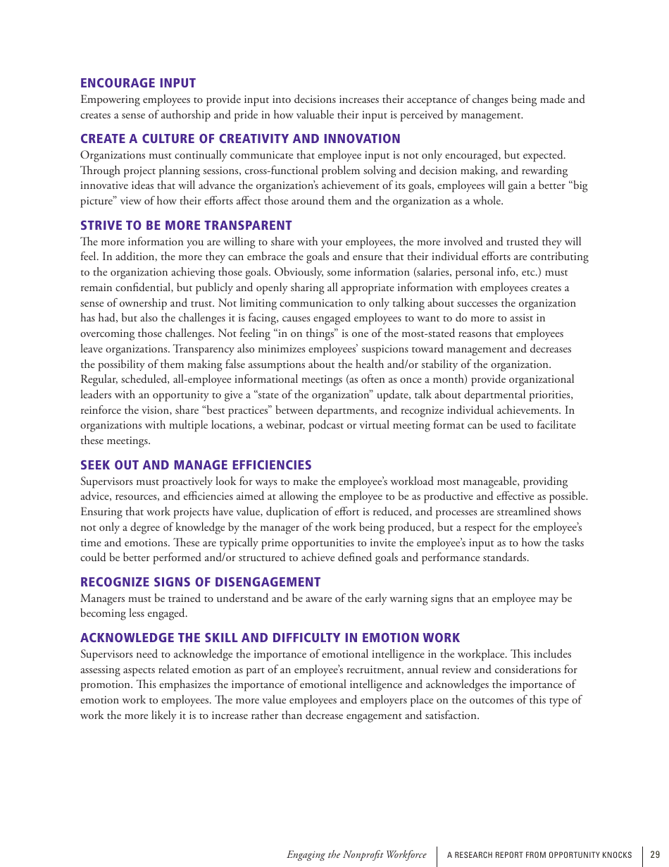 Engaging the Nonprofit Workforce: Mission, Management and Emotion, Page 29