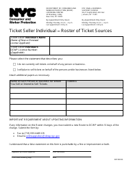 Document preview: Ticket Seller Individual - Roster of Ticket Sources - New York City