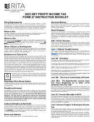 Instructions for Form 27 Rita Net Profit Tax Return - Ohio