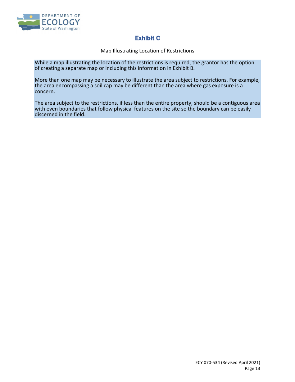 Form ECY070-534 Environmental Covenant for Municipal Solid Waste and Limited Purpose Landfills - Washington, Page 13
