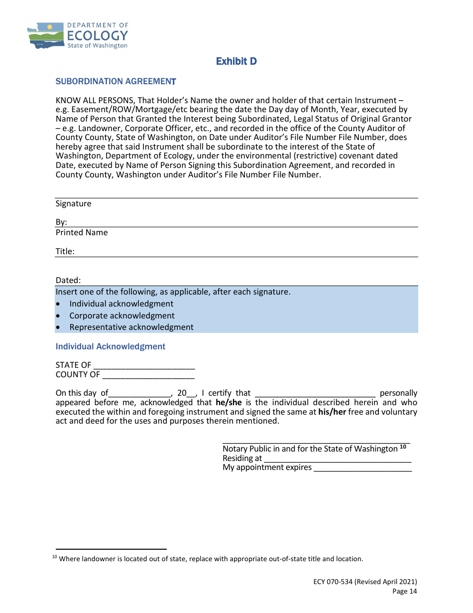 Form ECY070-534 - Fill Out, Sign Online and Download Fillable PDF ...