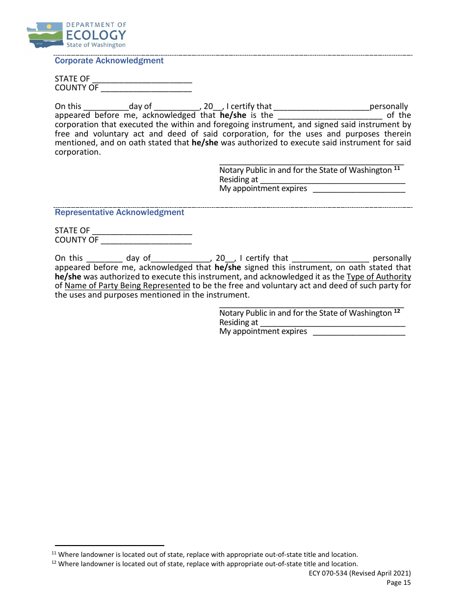 Form ECY070-534 - Fill Out, Sign Online and Download Fillable PDF ...