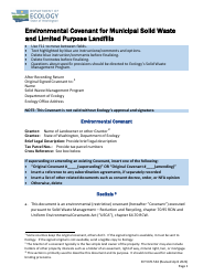 Form ECY070-534 Environmental Covenant for Municipal Solid Waste and Limited Purpose Landfills - Washington
