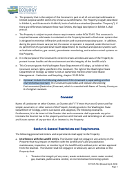 Form ECY070-534 Environmental Covenant for Municipal Solid Waste and Limited Purpose Landfills - Washington, Page 2