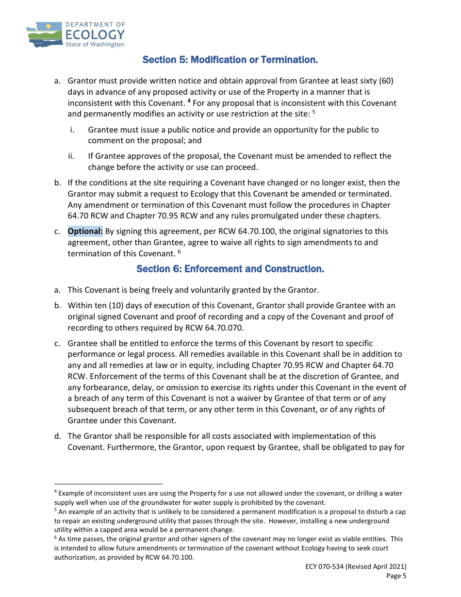 Form ECY070-534 - Fill Out, Sign Online and Download Fillable PDF ...