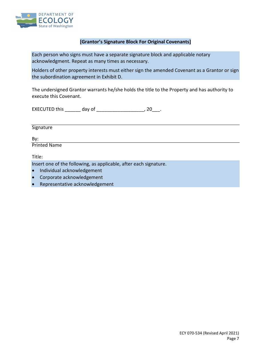 Form ECY070-534 - Fill Out, Sign Online and Download Fillable PDF ...