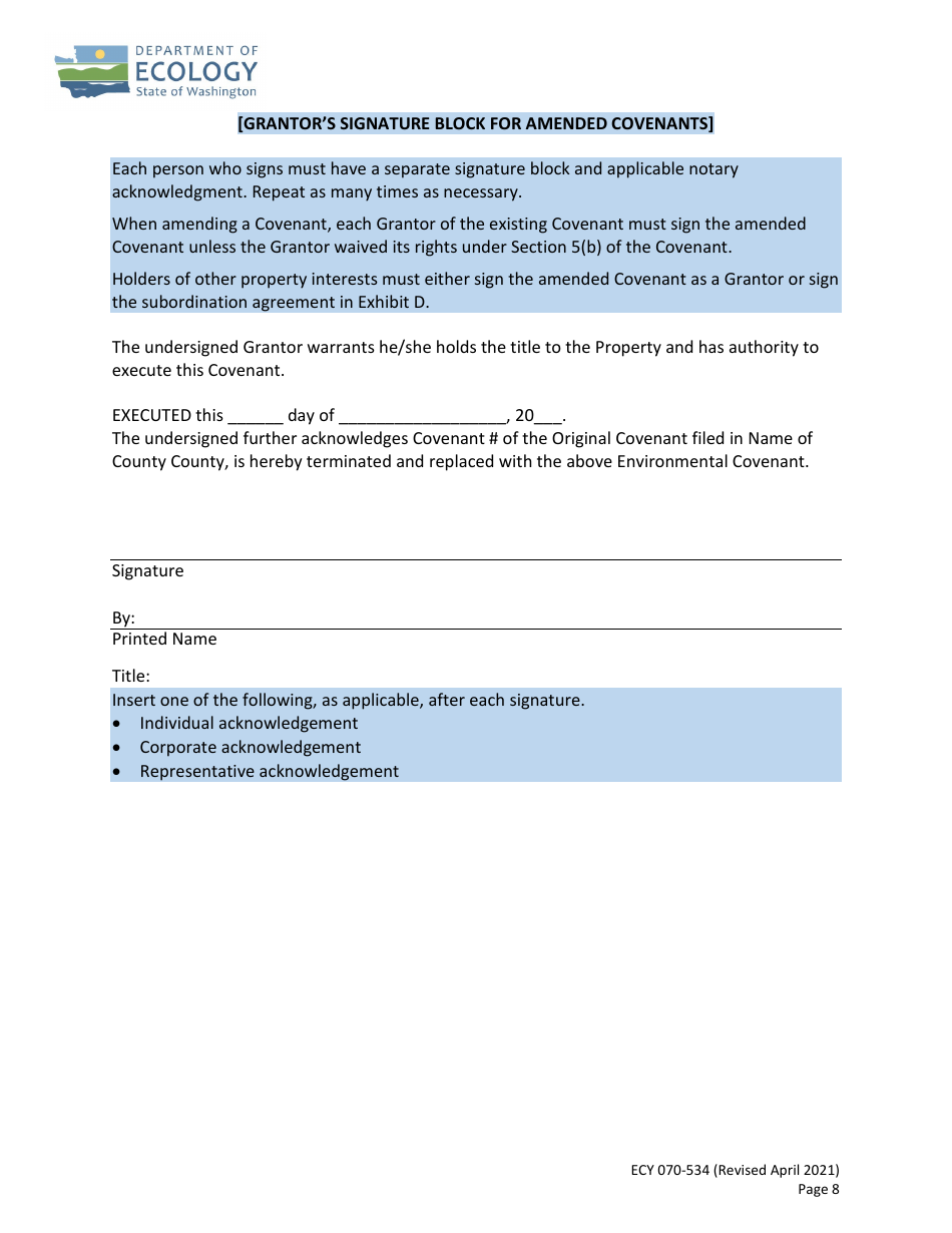 Form ECY070-534 - Fill Out, Sign Online and Download Fillable PDF ...