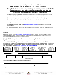 Document preview: Application for Homestead Tax Credit Eligibility - Maryland