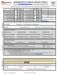 Form 1 Business Entity Annual Report - Maryland