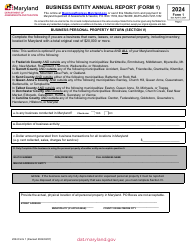 Form 1 Business Entity Annual Report - Maryland, Page 2