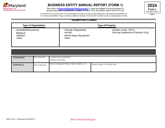 Form 1 Business Entity Annual Report - Maryland, Page 6