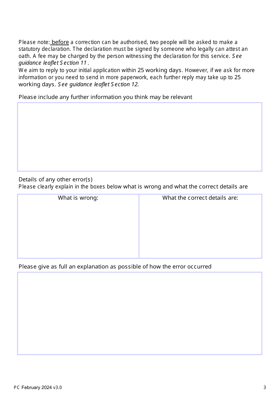 Application Form to Remove the Wrong Fathers Details From a Birth Registration - United Kingdom, Page 3