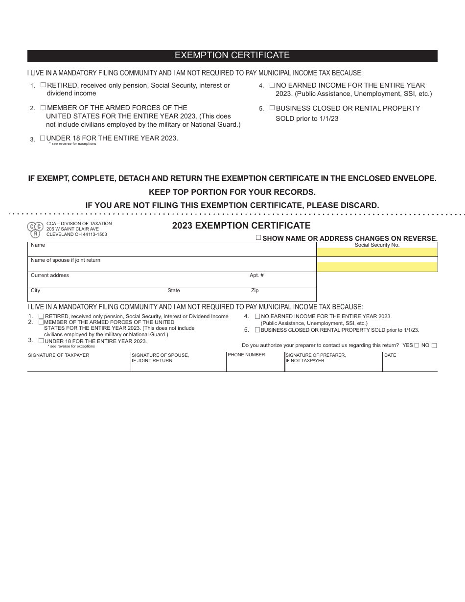 CCA Form 120-16-IR Individual City Tax Form - City of Cleveland, Ohio, Page 4