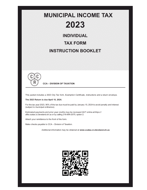 Individual Tax Form Instruction Booklet - City of Cleveland, Ohio, 2023