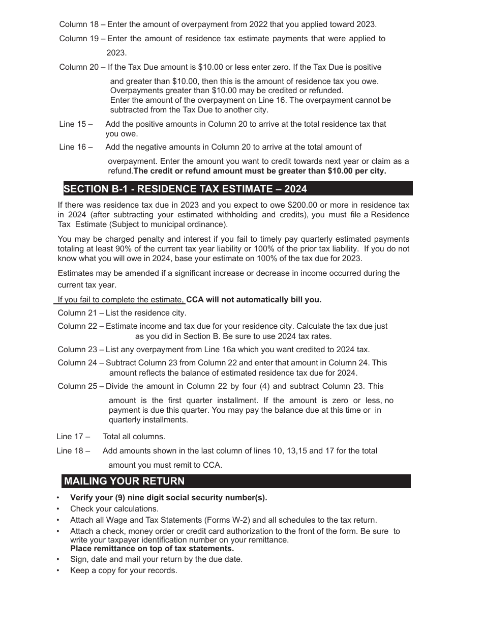 Individual Tax Form Instruction Booklet - City of Cleveland, Ohio, Page 10