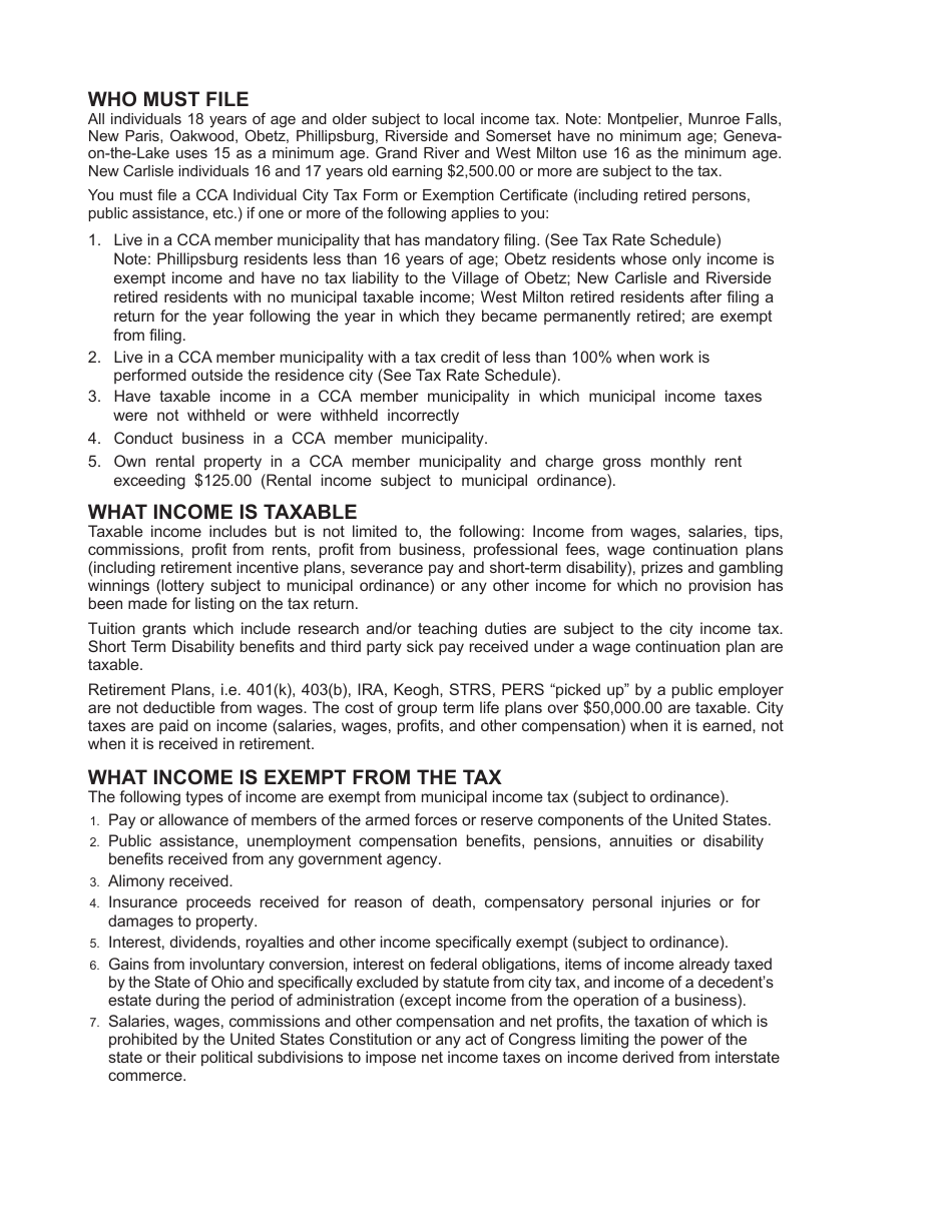 Individual Tax Form Instruction Booklet - City of Cleveland, Ohio, Page 3