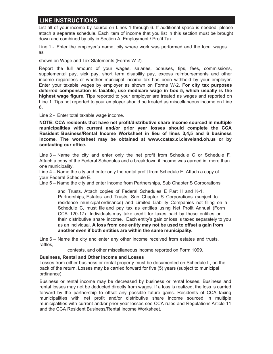 Individual Tax Form Instruction Booklet - City of Cleveland, Ohio, Page 7