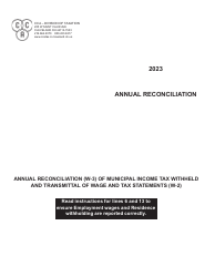 Annual Reconciliation of Municipal Income Tax Withheld and Transmittal of Wage and Tax Statements - City of Cleveland, Ohio