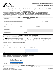 Form DOC06-065 Cost of Supervision Refund Address Verification - Washington