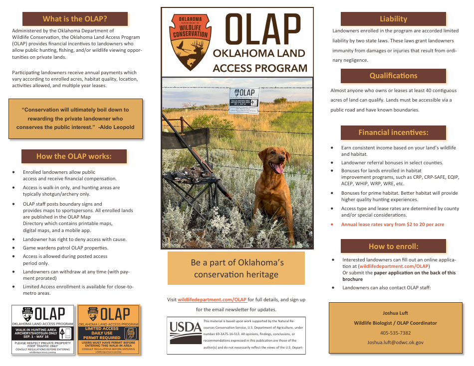 Landowner Application Form - Oklahoma Land Access Program (Olap) - Oklahoma, Page 1