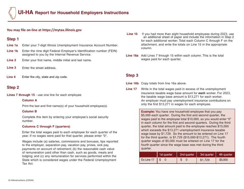 Form UI-HA Report for Household Employers - Illinois, Page 1