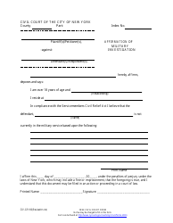Document preview: Form CIV-GP-100 Affirmation of Military Investigation - New York City