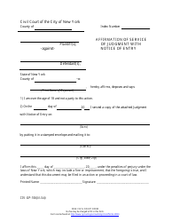 Document preview: Form CIV-GP-106 Affirmation of Service of Judgment With Notice of Entry - New York City