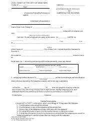 Document preview: Form CIV-GP-70 Affirmation of Service of Subpoena for Records - New York City