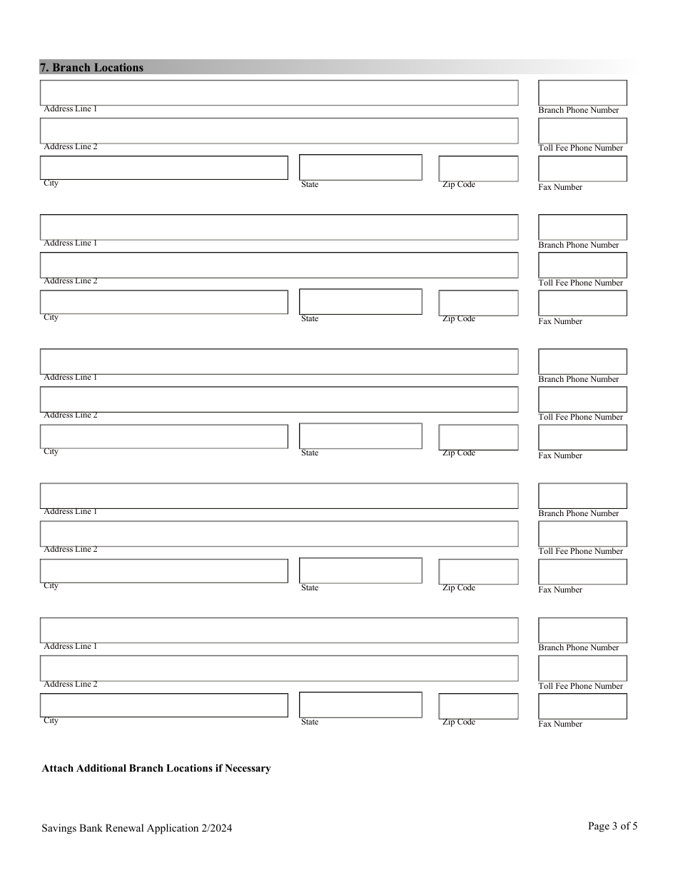 Financial Institutions Application for Renewal of Savings Bank - Depository License - Nevada, Page 3