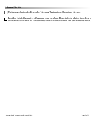Financial Institutions Application for Renewal of Savings Bank - Depository License - Nevada, Page 5