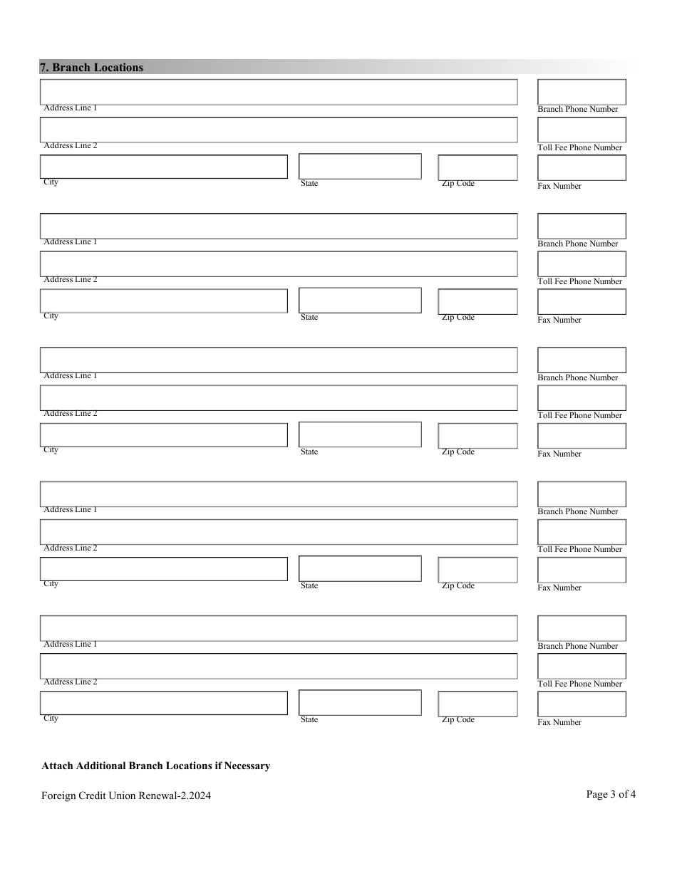 Financial Institutions Application for Renewal of Licensing / Registration - Foreign Credit Union - Nevada, Page 3