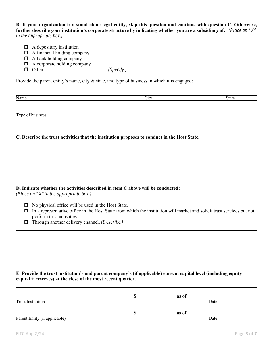 Application for Interstate Trust Activities - Foreign Independent Trust Company - Nevada, Page 3