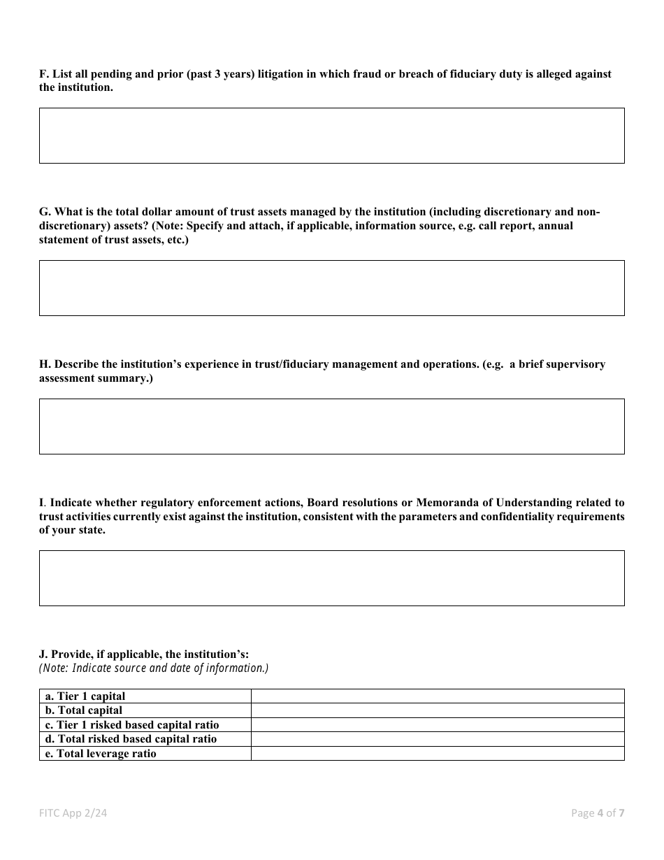 Application for Interstate Trust Activities - Foreign Independent Trust Company - Nevada, Page 4
