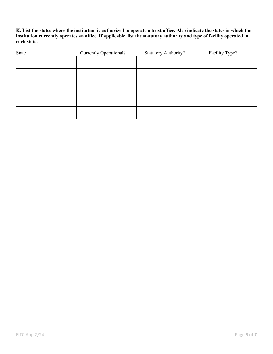 Application for Interstate Trust Activities - Foreign Independent Trust Company - Nevada, Page 5