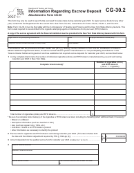 Document preview: Form CG-30.2 Information Regarding Escrow Deposit - New York, 2023