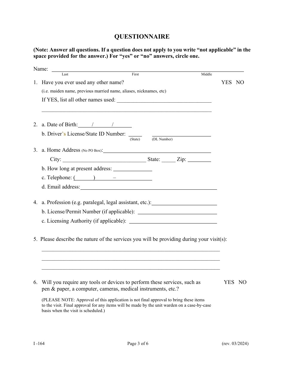 Form I-164 Application to Visit Tdcj Inmate as Attorney / Consul Representative - Texas, Page 3