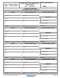 Form LC-CIVIL-SAD Complaint for Certificate After Death - Massachusetts, Page 3