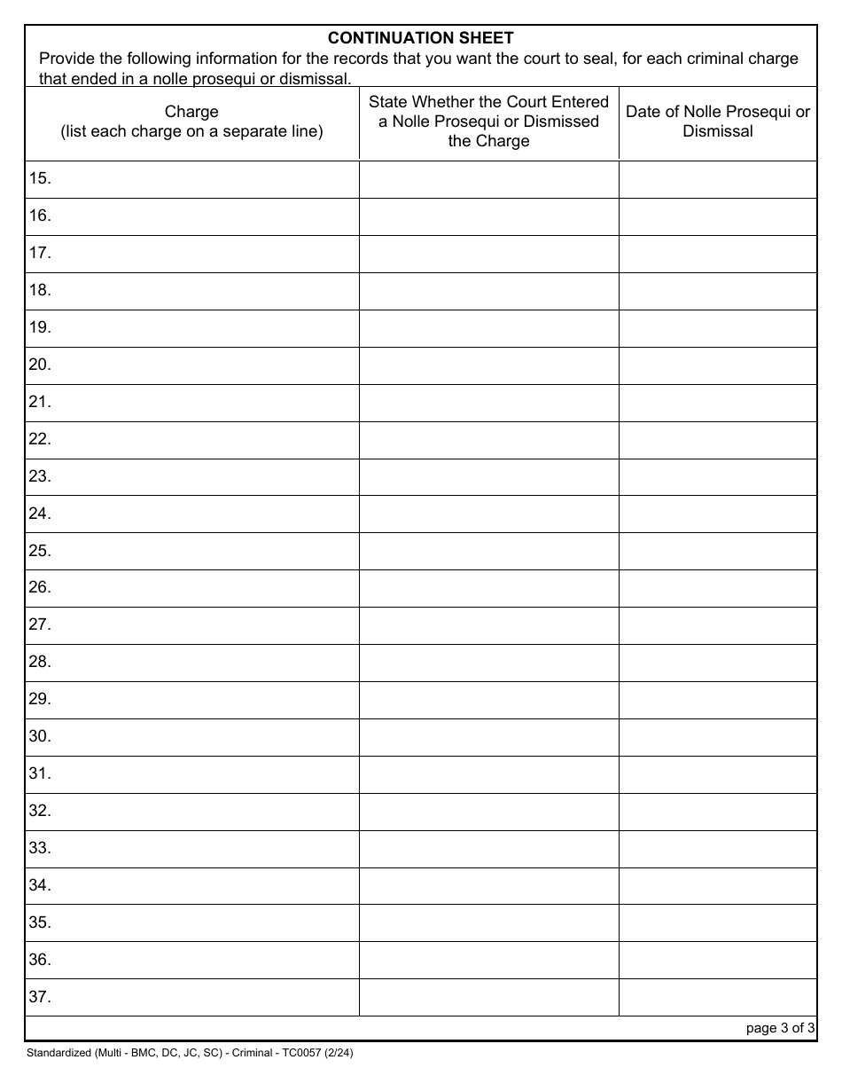 Form TC0057 Petition to Seal Criminal Records for Nolle Prosequi or Dismissal - Massachusetts, Page 3