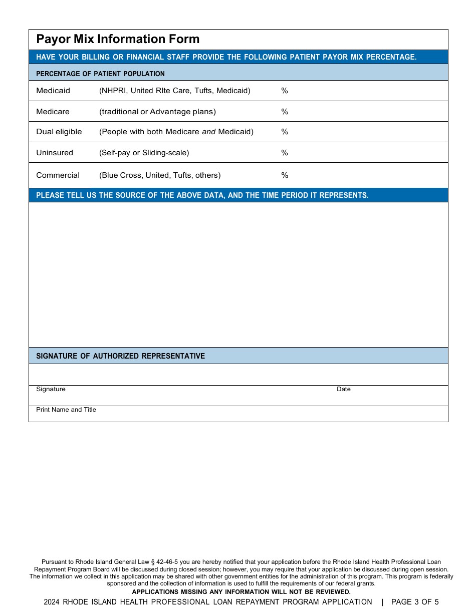 Rhode Island Health Professionals Loan Repayment Program Application - Rhode Island, Page 3