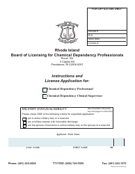 Document preview: License Application for Chemical Dependency Professional/Chemical Dependency Clinical Supervisor - Rhode Island