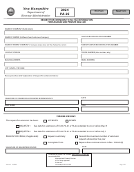 Document preview: Form PA-25 Request for Extension to File Tax Information for Railroad and Private Rail Car - New Hampshire, 2024