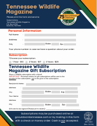 Document preview: Form WR-0463 Tennessee Wildlife Magazine Subscription Form - Tennessee