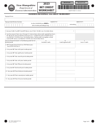 Form BET-CW Business Enterprise Tax Credit Worksheet - New Hampshire