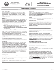 Document preview: Instructions for Form PA-80 Inventory of Telecommunications Poles and Conduits - New Hampshire