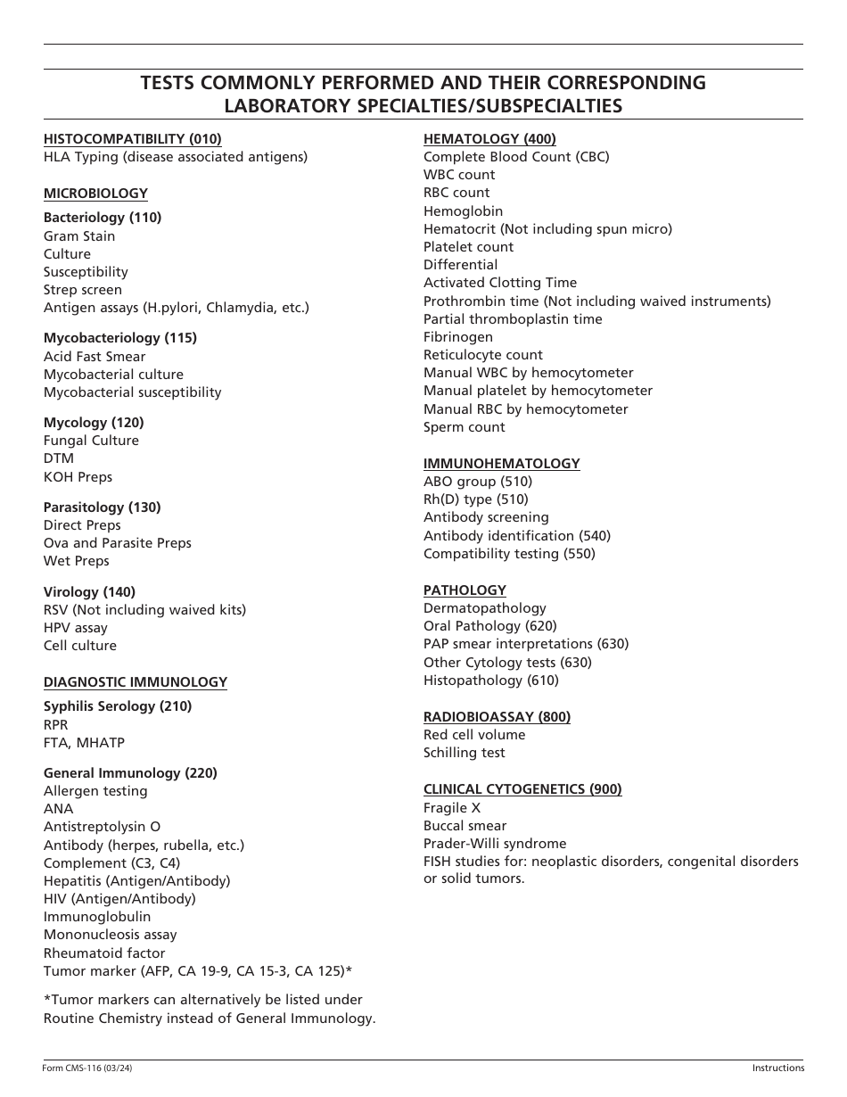 Form CMS-116 Clinical Laboratory Improvement Amendments (Clia) Application for Certification, Page 8
