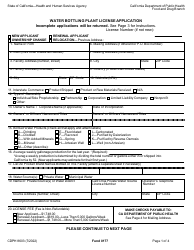 Form CDPH8603 Water Bottling Plant License Application - California, Page 2