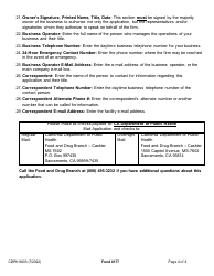 Form CDPH8603 Water Bottling Plant License Application - California, Page 5