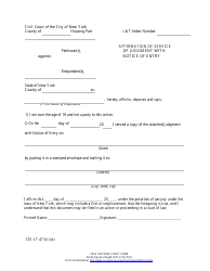Document preview: Form CIV-LT-47 Affirmation of Service of Judgment With Notice of Entry - New York City